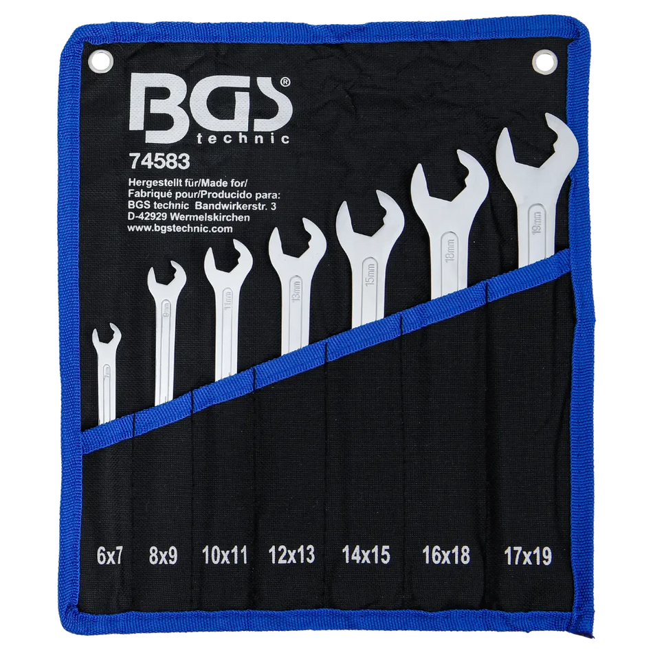 BGS Doppel-Maulschlüssel-Satz | extra flach | mit Ratschenfunktion | SW 6 - 19 mm