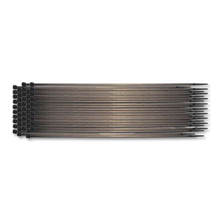 Bild eines 50-teiligen Sets von schwarzen Kabelbindern der Größe 4,5 x 350 mm, von oben fotografiert