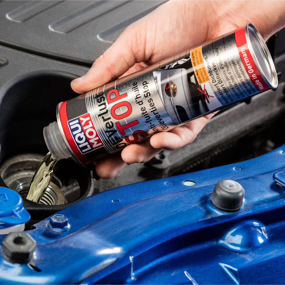 Bild der Anwendung einer Dose LIQUI MOLY Ölverlust Stop