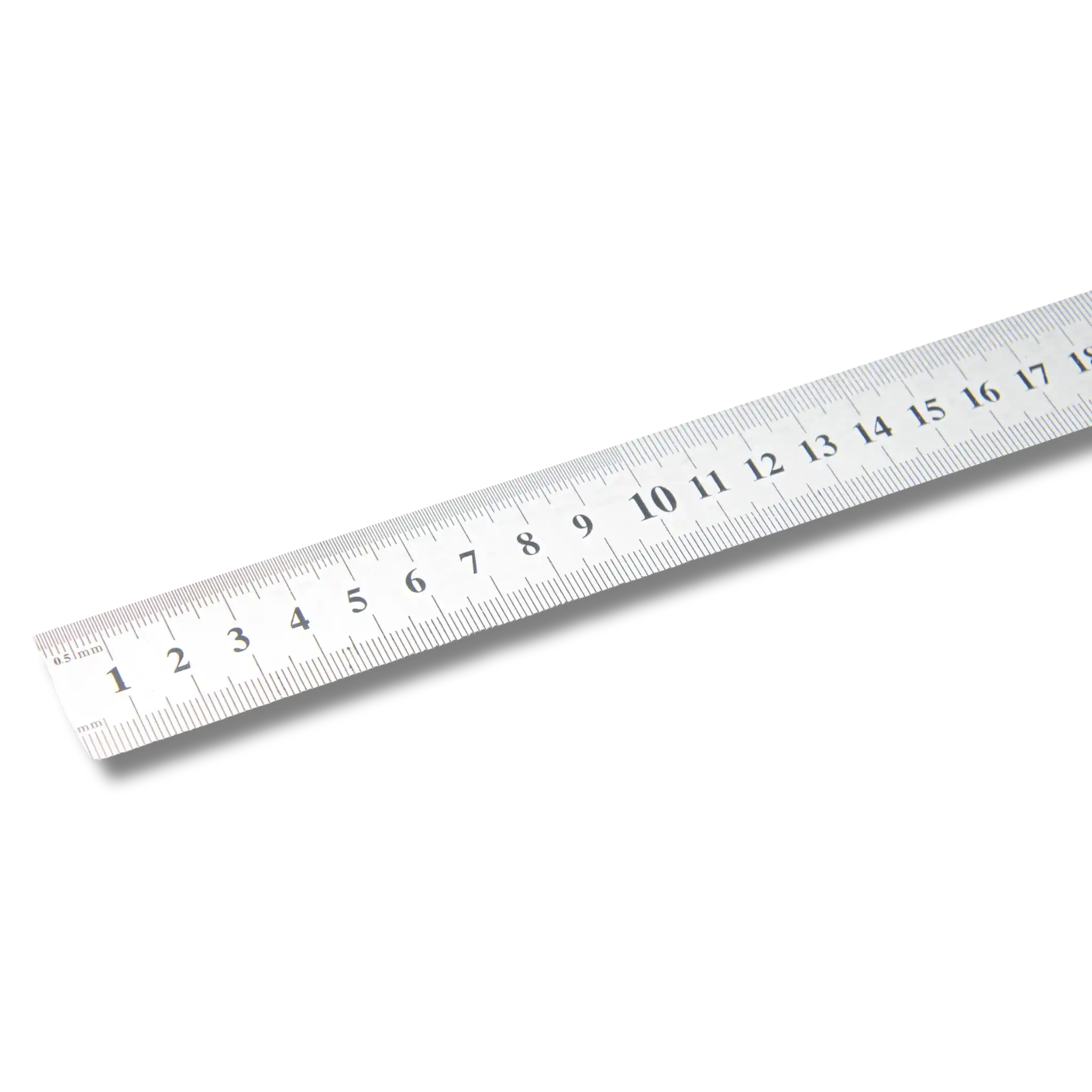 Bild eines 50cm-Stahlmaßstabes, Zentimeterskala fotografiert